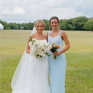 AZAZIE DENICE - Sky Blue Sheath Pleated Chiffon Dress